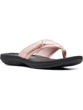 Women's Blush Synthetic And Black Sole Thong Open Toe Breeze Sea Flip-Flop Shoes